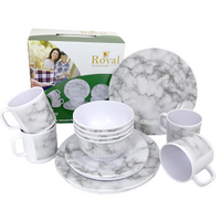 16 Piece Melamine Dinner Set - Marble