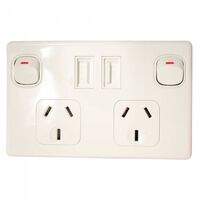 Double Pole & USB Power Point 10AMP - White