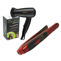 12V Pack Portable Hair Dryer & Straightener Red