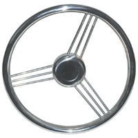 9 SPOKE STAINLESS STEEL STEERING WHEEL - 345MM